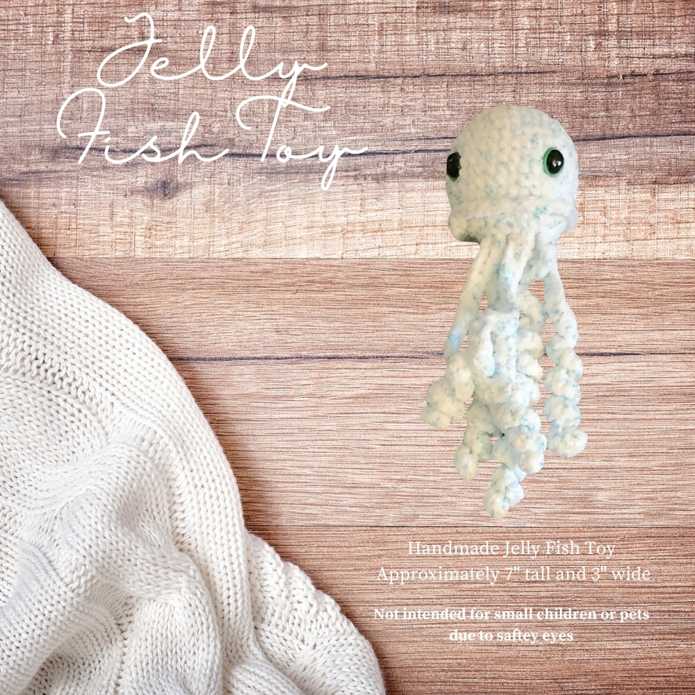 Handmade Jellyfish Toy - White and Blue